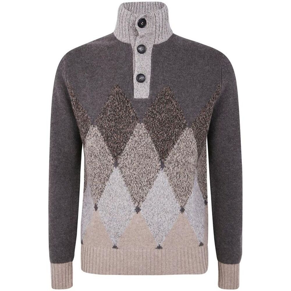 BALLANTYNE Men's Argyle Button-Neck Wool Sweater Men BROWN Sweaters & Cardigans